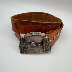 Vintage Bergamot Brass Works Texas Outdoor Scene Belt Buckle Enameled 1978